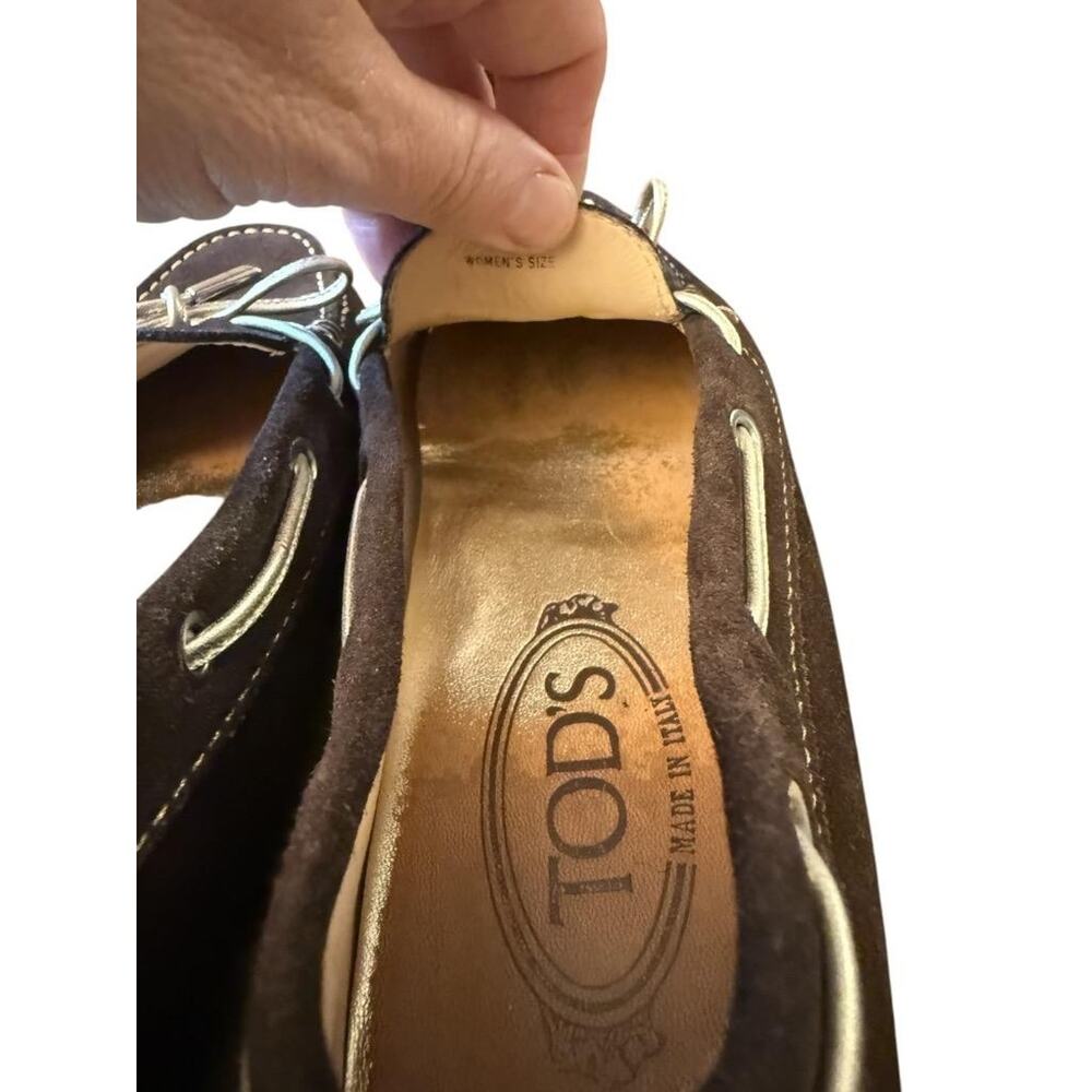 Tod's Gommini Moc Toe Driving Loafer Brown Suede Women size 38 US 8 - Picture 5 of 7